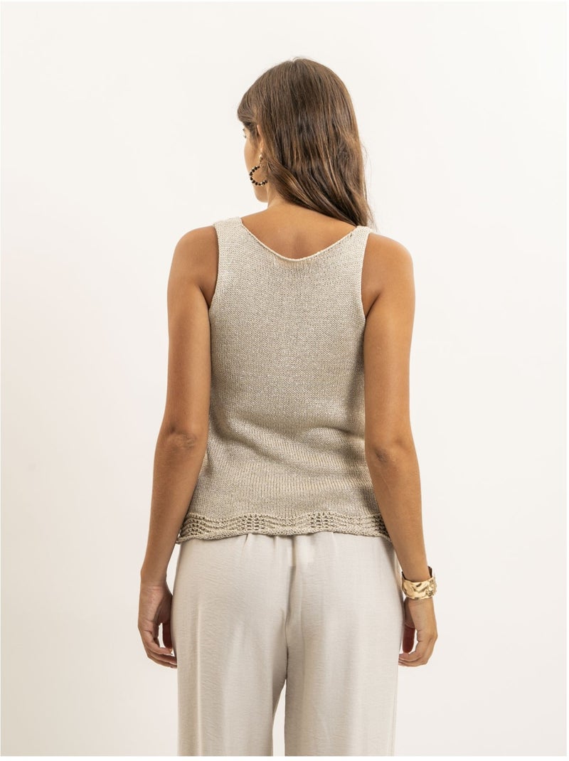 Top sans manches maille lurex KENATRA Beige - Kiabi
