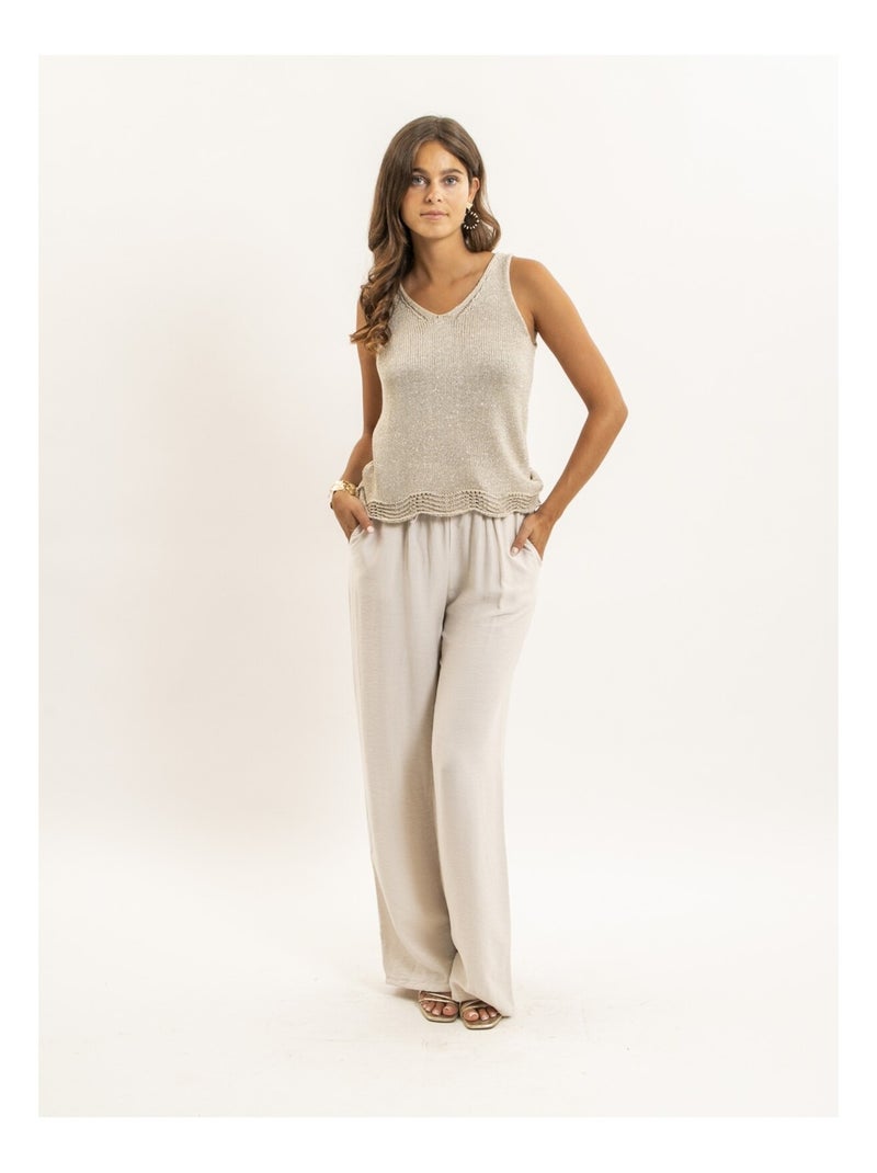 Top sans manches maille lurex KENATRA Beige - Kiabi