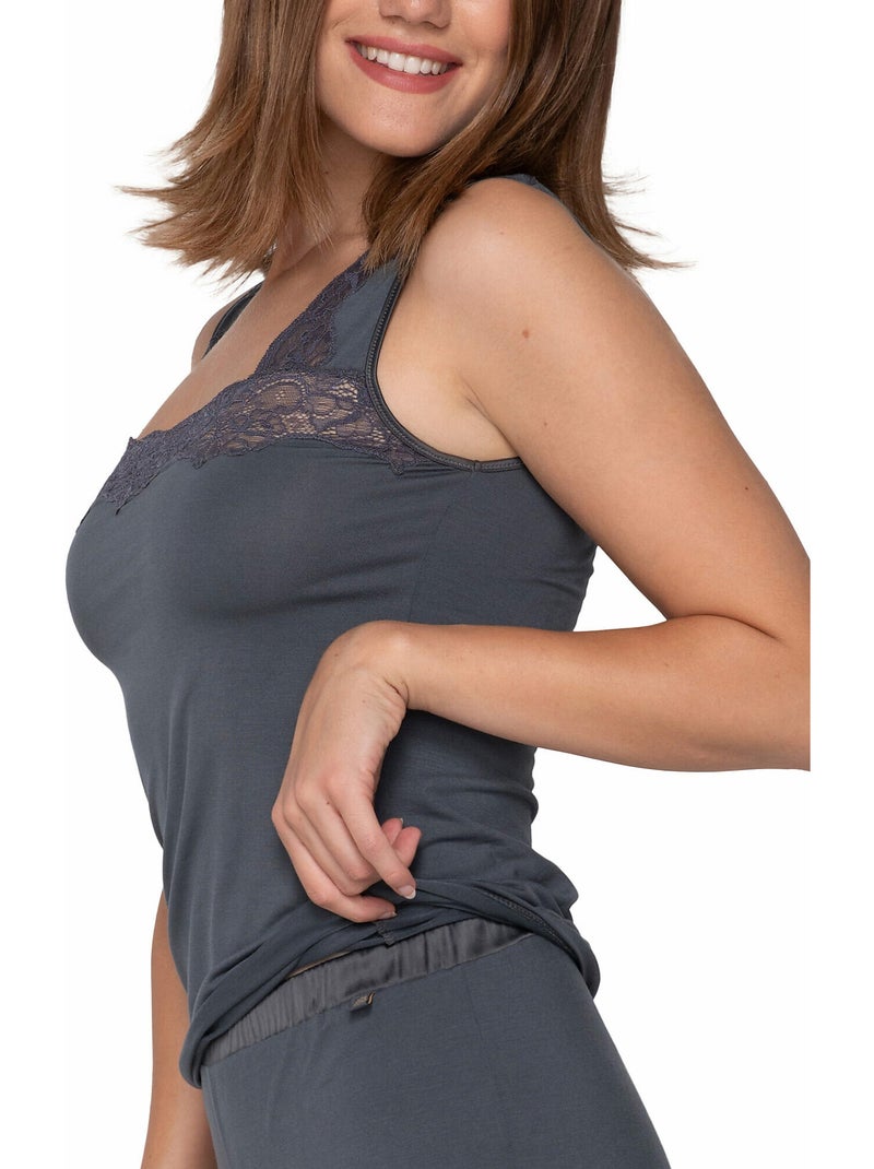 Top sans manches Micro Touch Gris - Kiabi