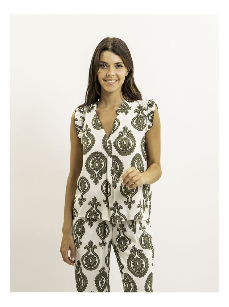 Top sans manches motifs FELOVIA Kaki - Kiabi