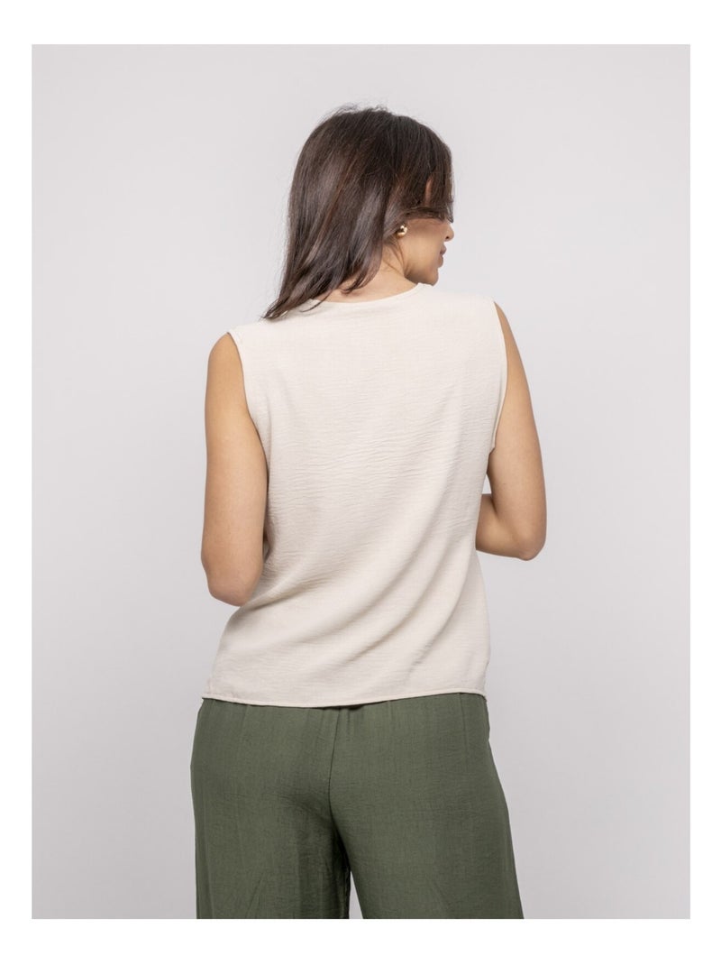 Top sans manches nœud FELIZE Beige - Kiabi