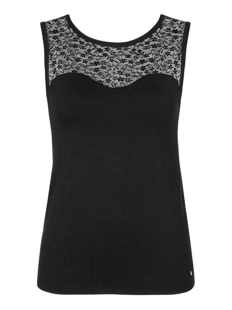Top sans manches à imprimé fantaisie - Noir