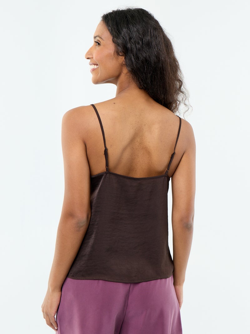 Top satin? avec dentelle Marron - Kiabi