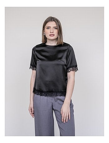 Top satin finition dentelle FERNADA