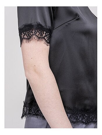 Top satin finition dentelle FERNADA