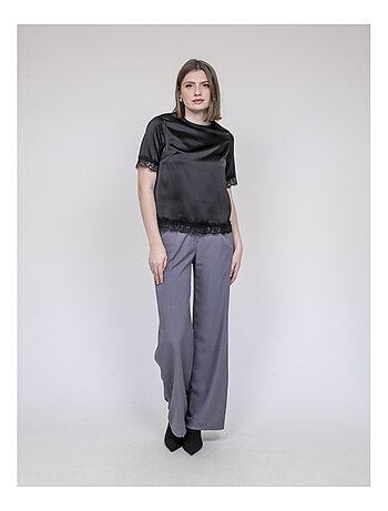 Top satin finition dentelle FERNADA