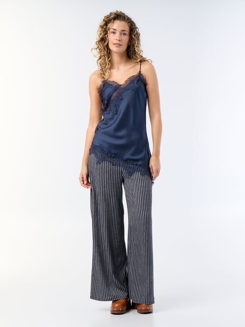 Top satiné asymétrique avec dentelle - Kiabi