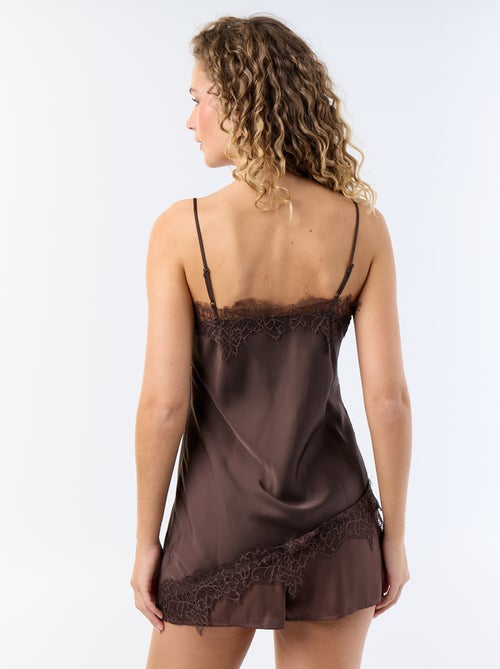 Top satiné asymétrique avec dentelle - Kiabi