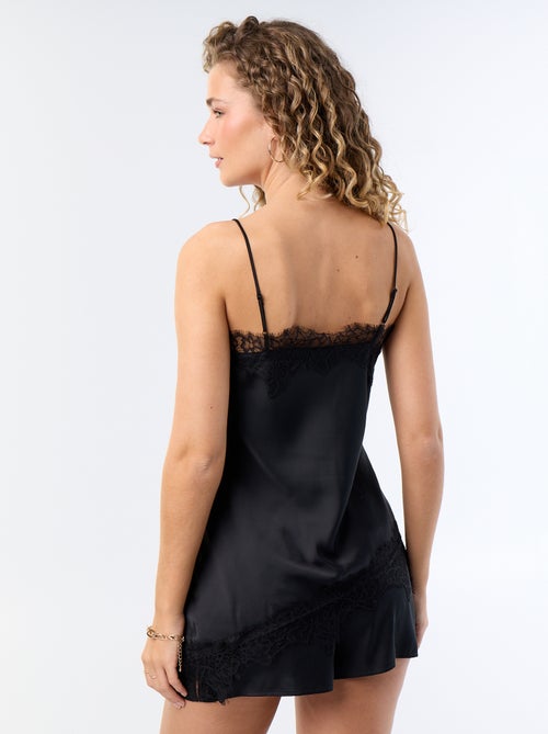 Top satiné asymétrique avec dentelle - Kiabi