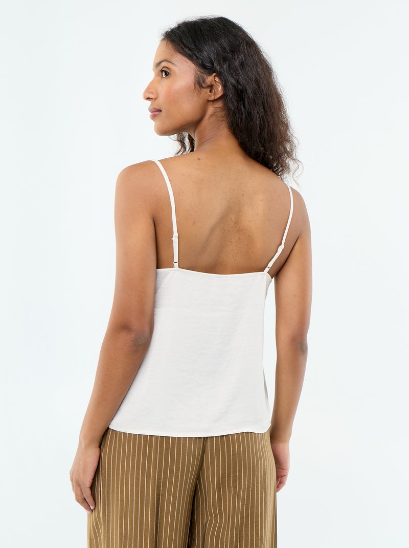 Top satiné avec dentelle Beige - Kiabi