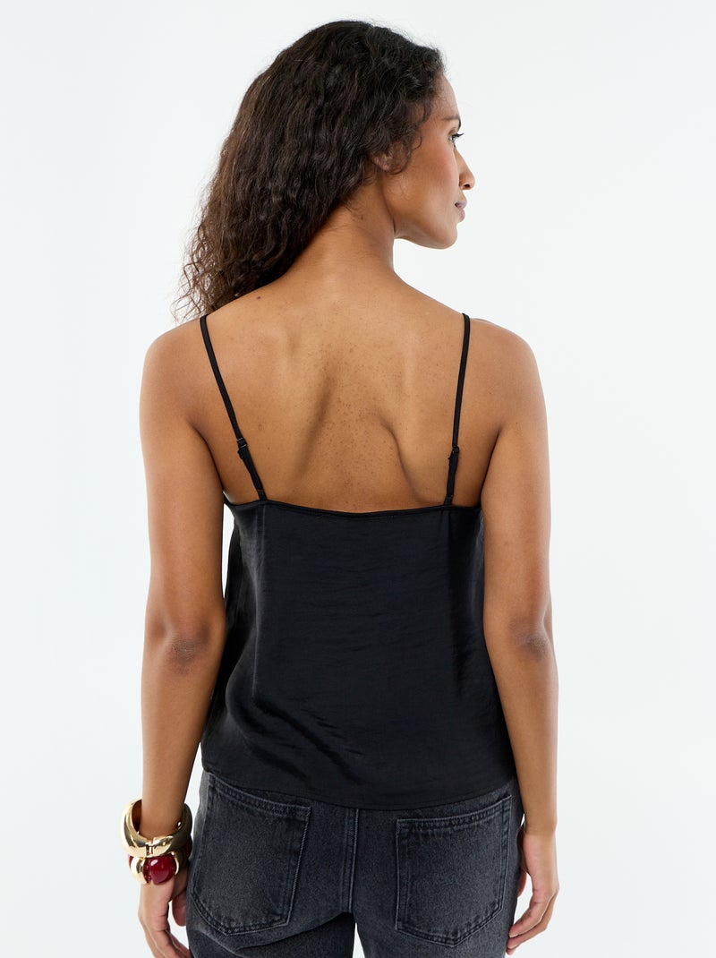 Top satiné avec dentelle Noir - Kiabi