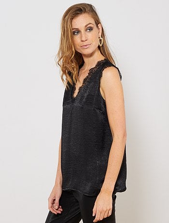 Top satinée en dentelle - Kiabi