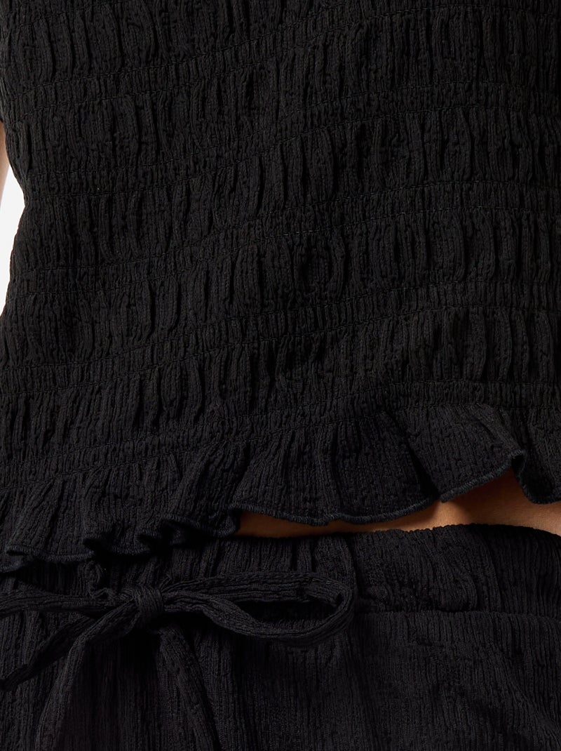 Top smocké sans manches Noir - Kiabi