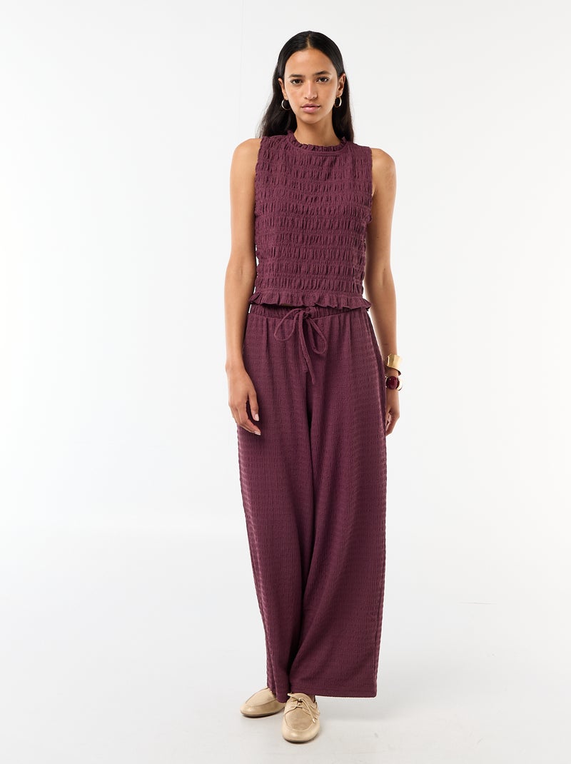 Top smocké sans manches Violet - Kiabi