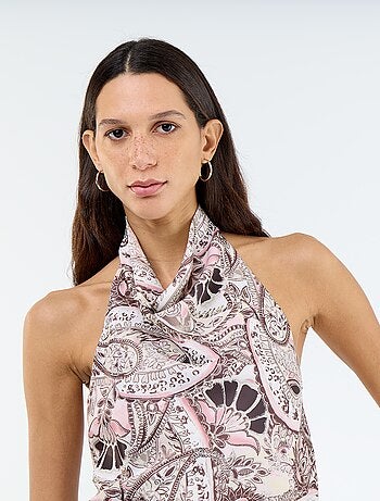 Top stretch asymétrique matière satinée