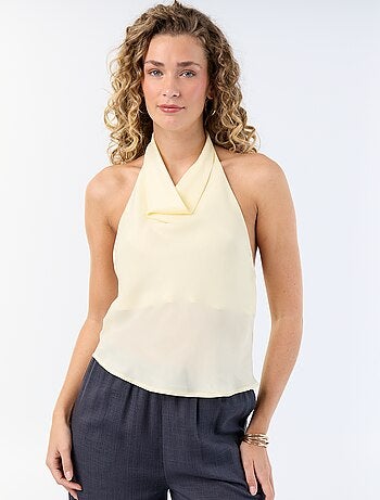 Top stretch asymétrique matière satinée