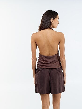 Top stretch asymétrique matière satinée