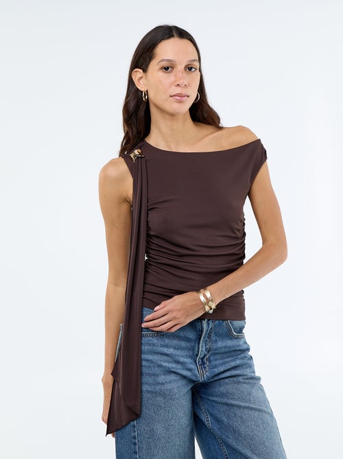 Top stretch uni asymétrique - Kiabi