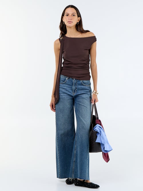 Top stretch uni asymétrique - Kiabi