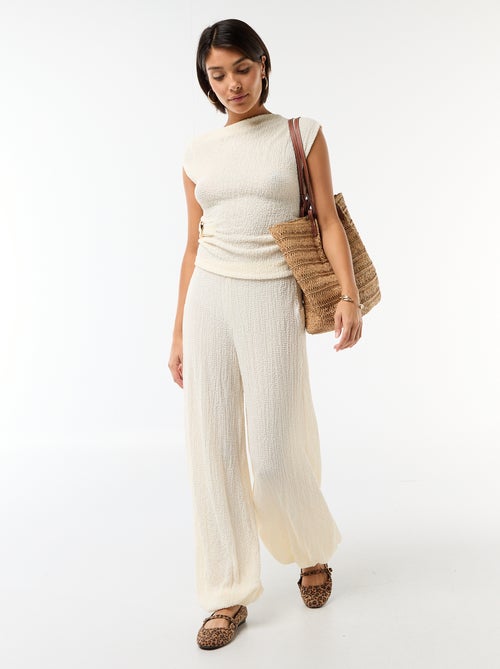 Top stretch uni asymétrique sans manches - Kiabi