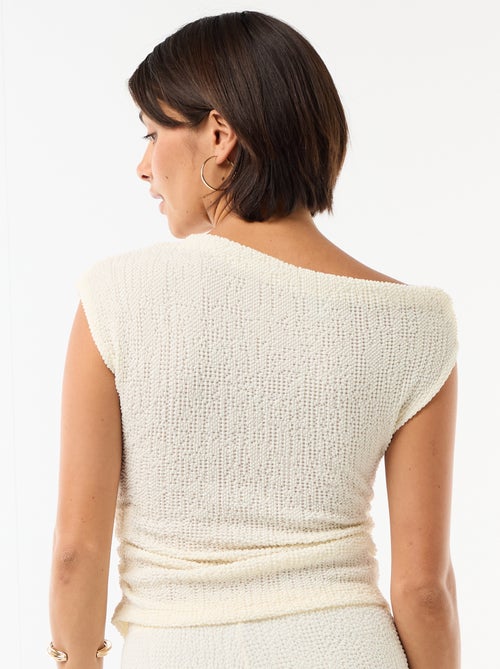 Top stretch uni asymétrique sans manches - Kiabi