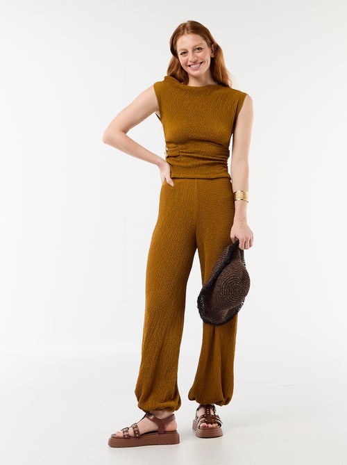 Top stretch uni asymétrique sans manches - Kiabi