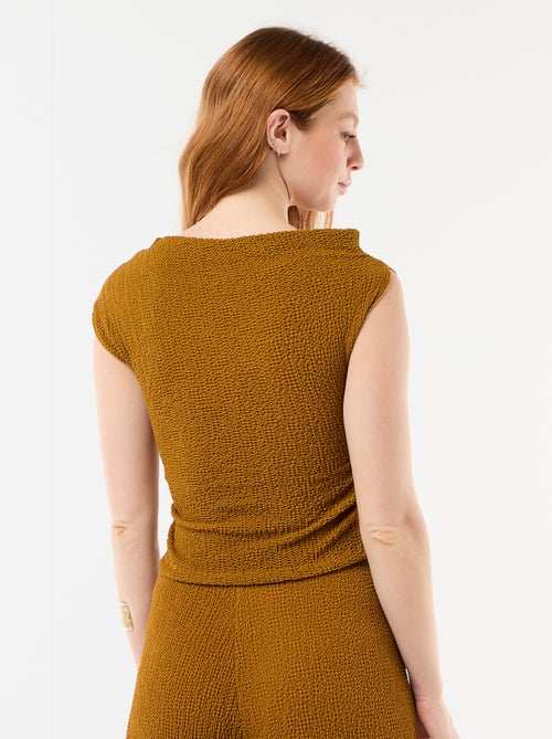 Top stretch uni asymétrique sans manches - Kiabi