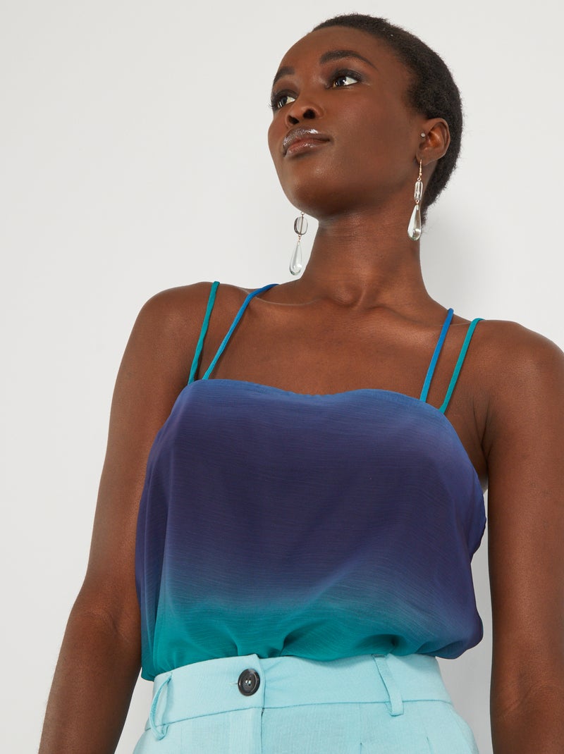 Top tie and dye à fines bretelles Bleu - Kiabi