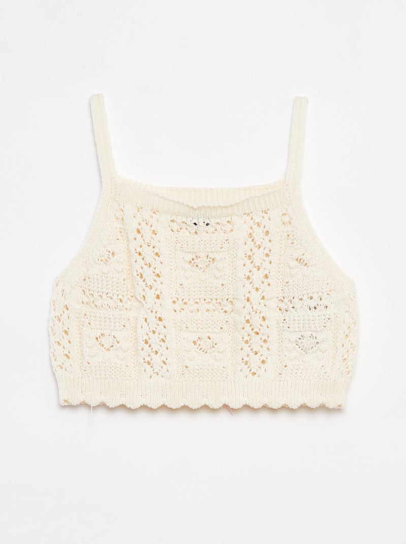 Top uni en crochet BLANC - Kiabi