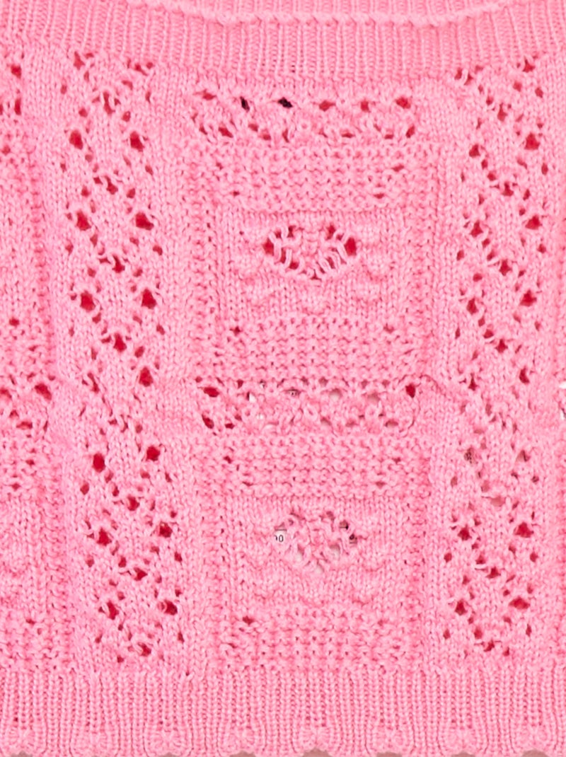 Top uni en crochet rose - Kiabi