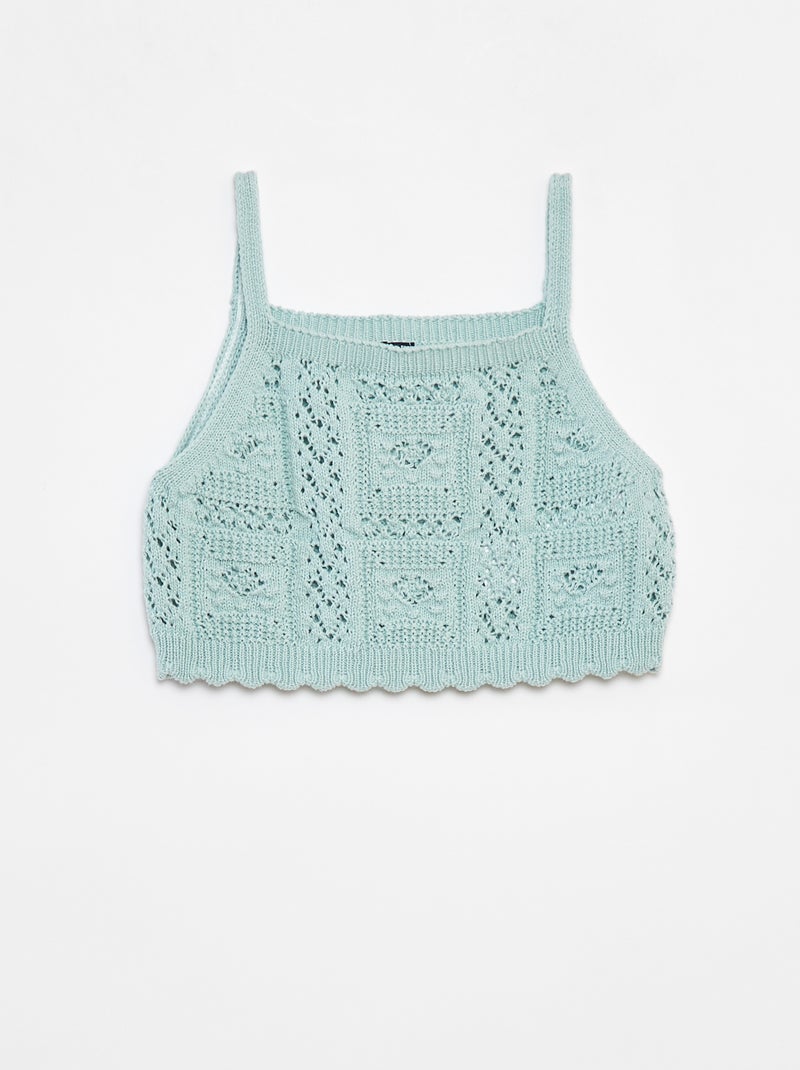 Top uni en crochet VERT - Kiabi
