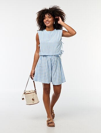 Top vichy avec épaulettes