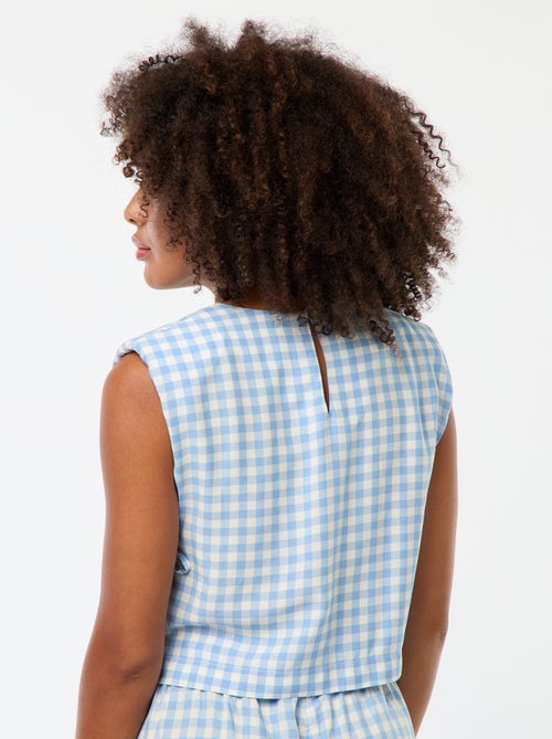 Top vichy avec épaulettes - Kiabi