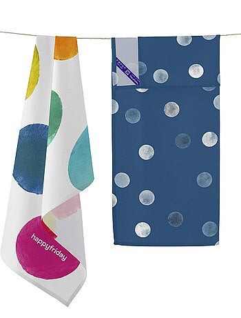 Torchon (2 pièces) Confetti "Happyfriday