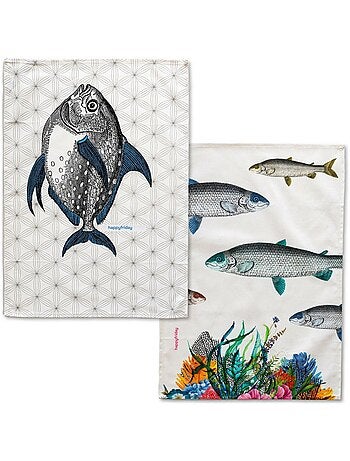 Torchon (2 pièces) Fish "Happyfriday