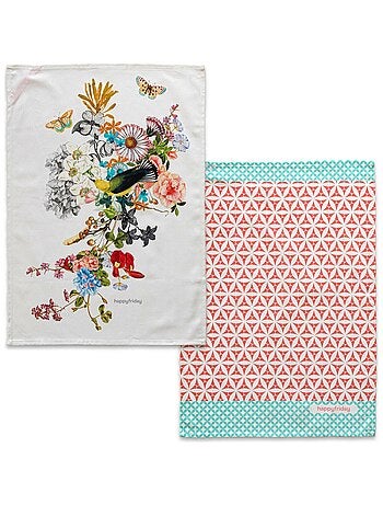 Torchon (2 pièces) Floral branch "Happyfriday