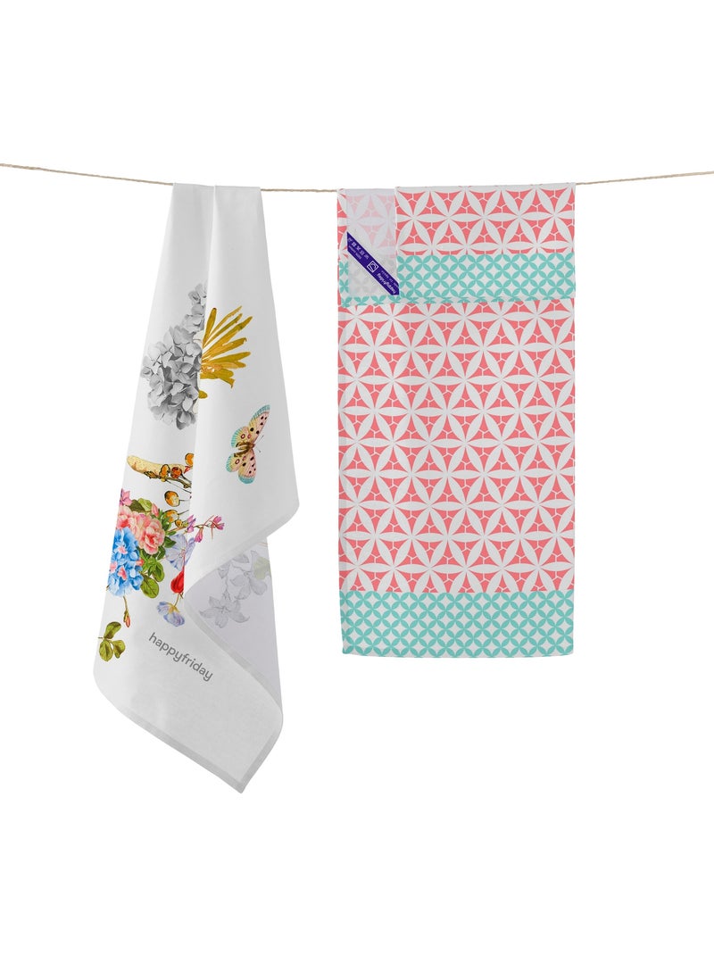 Torchon (2 pièces) Floral branch "Happyfriday" Multicolore - Kiabi