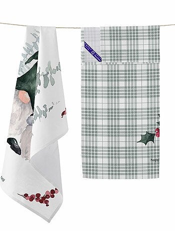 Torchon (2 pièces) Gnomes "Happyfriday