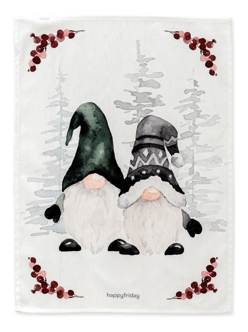 Torchon (2 pièces) Gnomes "Happyfriday" Blanc - Kiabi
