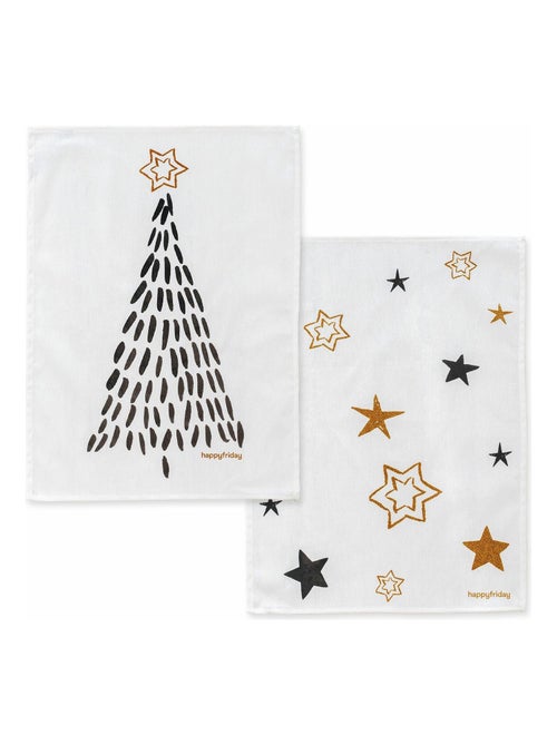 Torchon (2 pièces) Gold Xmas "Happyfriday" - Kiabi
