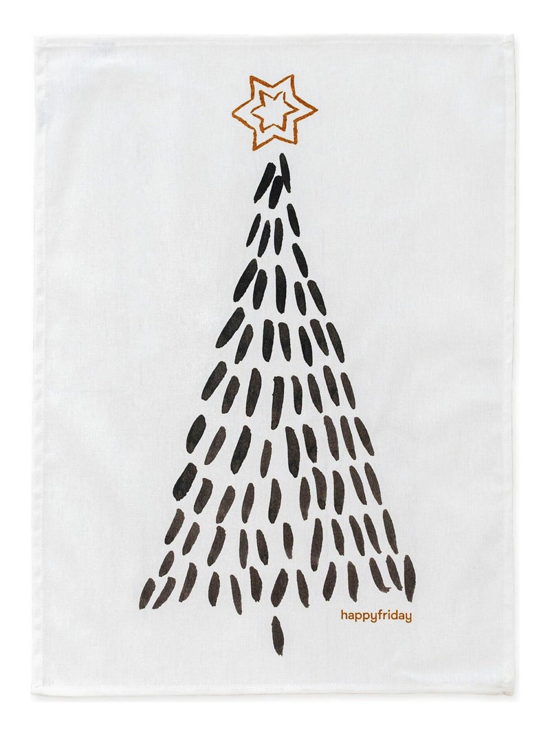 Torchon (2 pièces) Gold Xmas "Happyfriday" Blanc - Kiabi