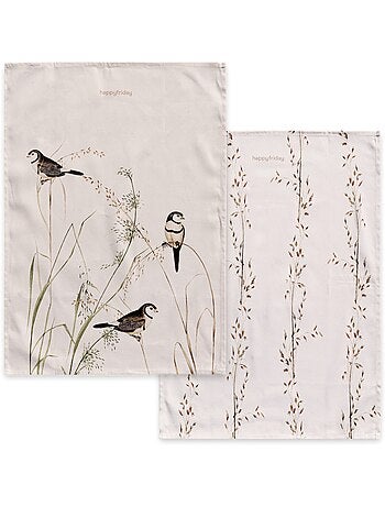 Torchon (2 pièces) Happy birds "Happyfriday