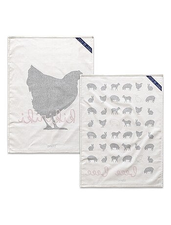 Torchon (2 pièces) Kikiriki "Happyfriday