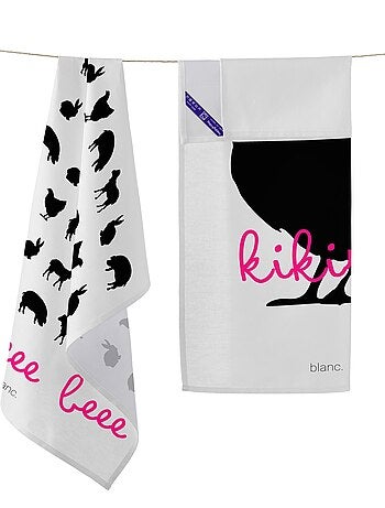 Torchon (2 pièces) Kikiriki "Happyfriday