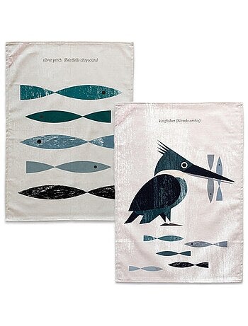 Torchon (2 pièces) Kingfisher "Happyfriday