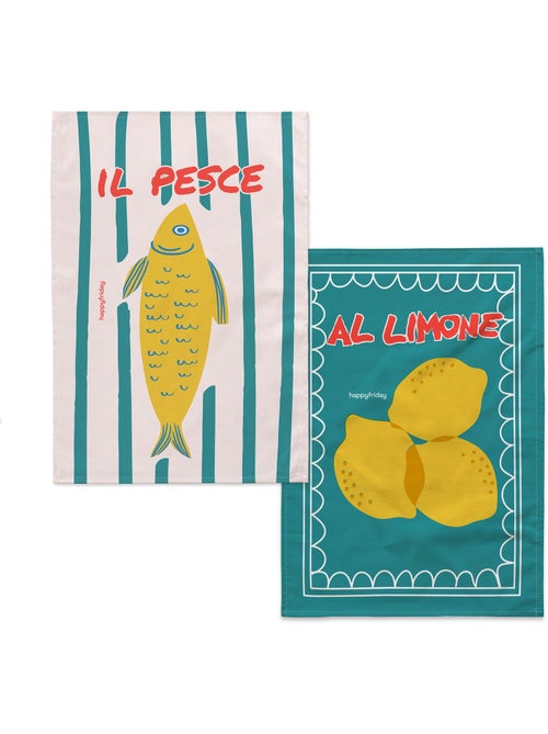 Torchon (2 pièces) Lemon fish "Happyfriday" - Kiabi Torchon (2 pièces) Lemon fish "Happyfriday" - Kiabi