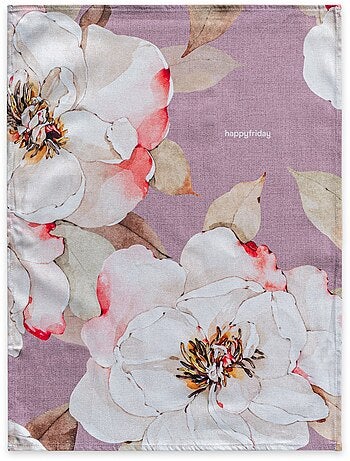 Torchon (2 pièces) White peonies "Happyfriday
