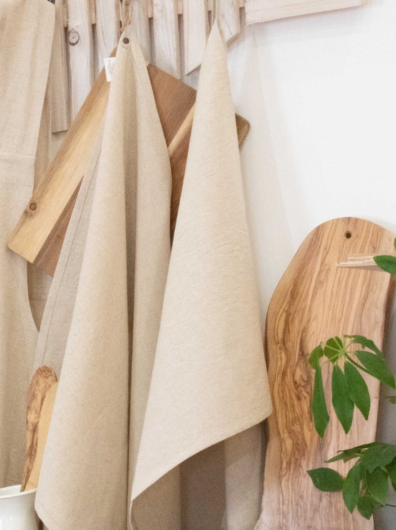 Torchon  coton & lin lavé Beige clair - Kiabi