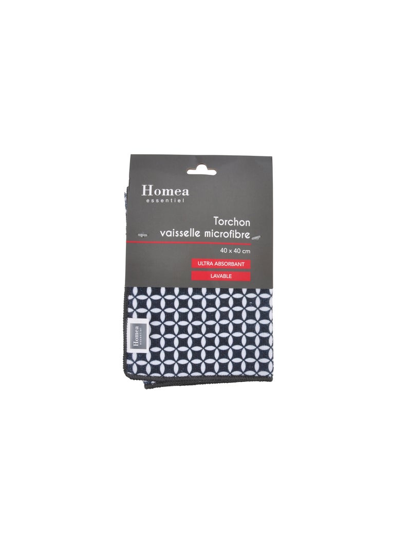 Torchon cuisine Geoflower en microfibre Noir - Kiabi