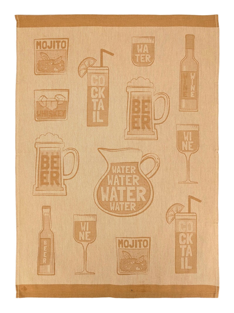 Torchon de cuisine DRINK Toile Moutarde - Kiabi